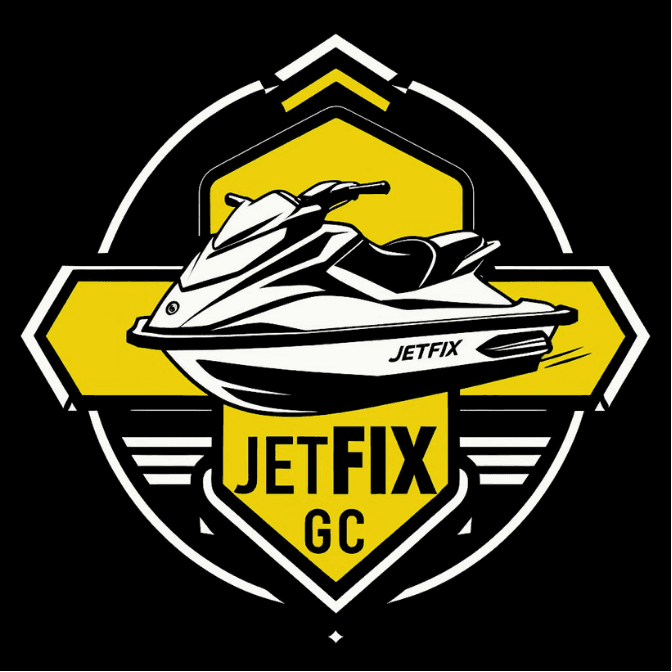 JETFIX GC logo featuring a white jet ski illustration on a yellow and black shield.